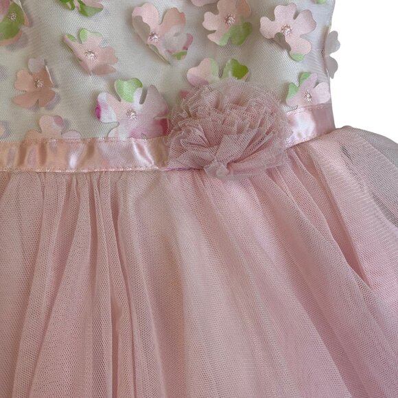 Jona Michelle Baby Girl Pink Floral Tulle Party Dress Sleeveless Sz 6 - Picture 6 of 8